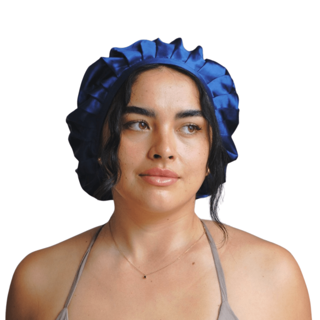 dark blue silk bonnet 