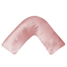 Product photo of a pink silk boomerang pillowcase