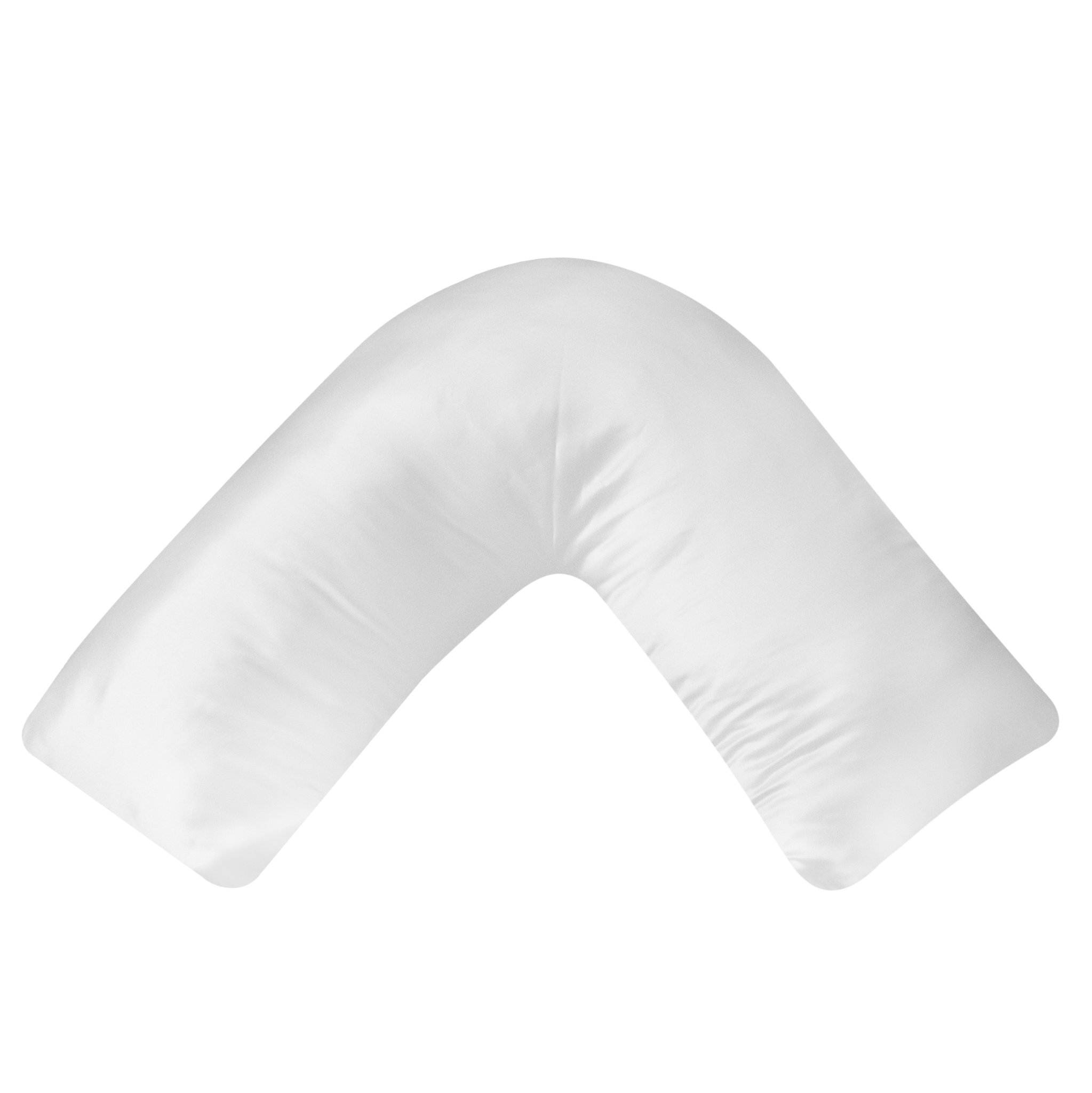 Product photo of a white silk boomerang pillowcase