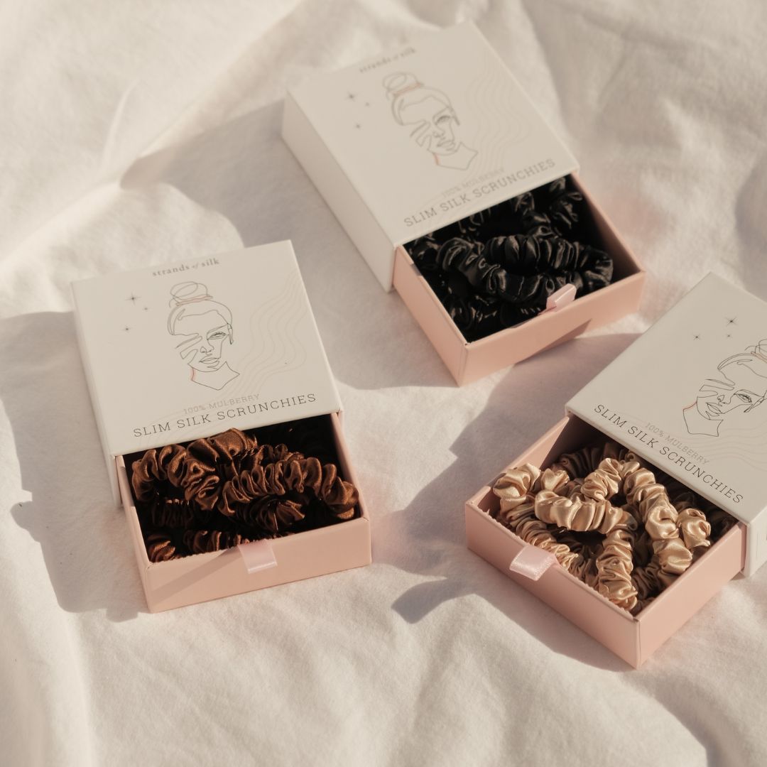 Slim Silk Scrunchies - Strands of Silk