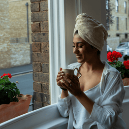 Deluxe microfibre towel wrap in window 